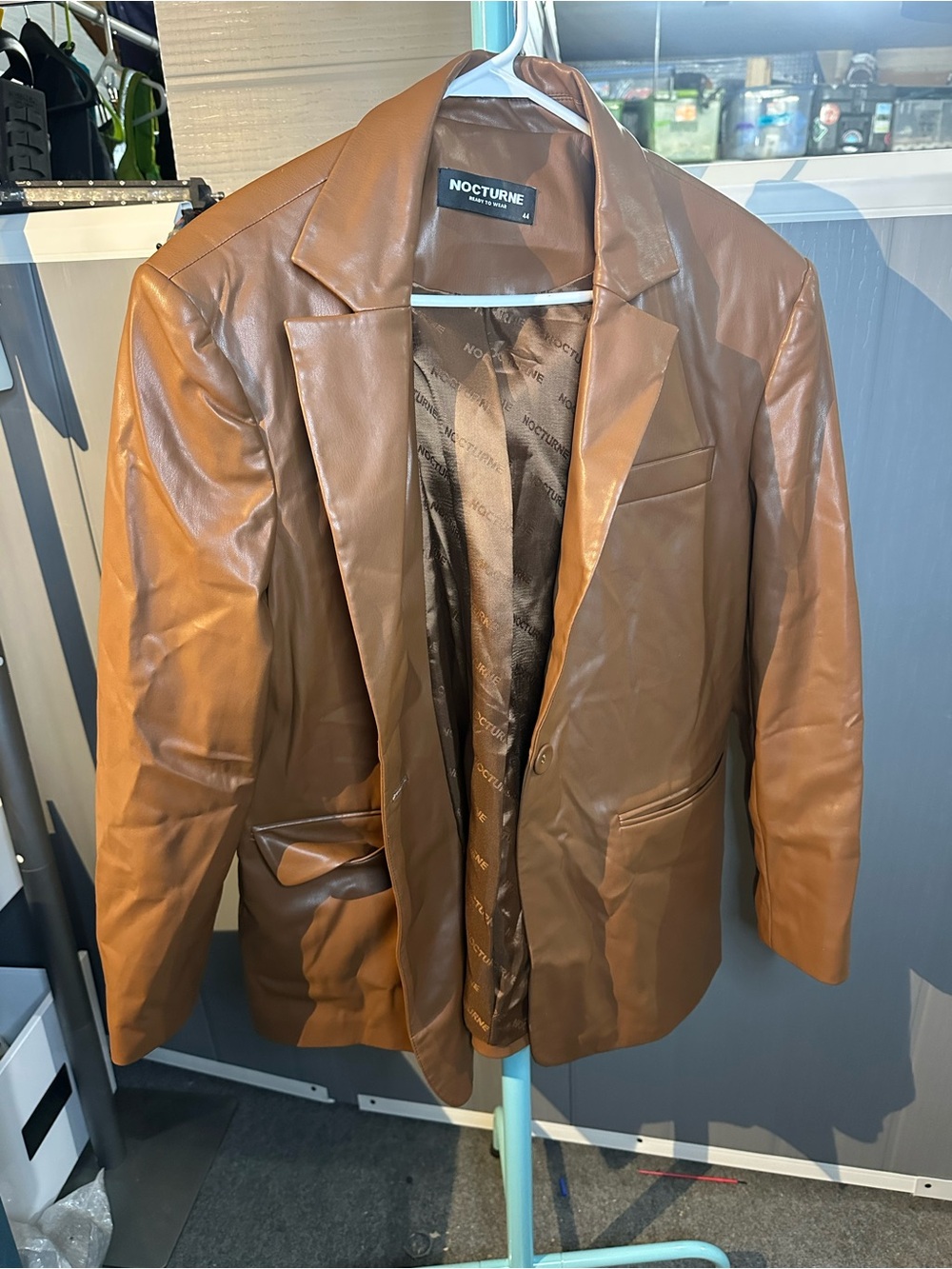 Nocturne Women's Brown Faux Leather Blazer